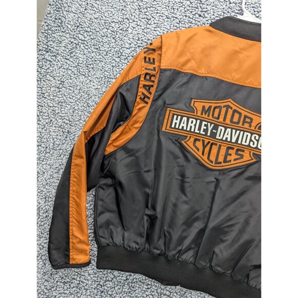 Harley Davidson Riding Jacket Mens LG Windbreaker Reflective Mesh Lined Orange - Picture 9 of 16